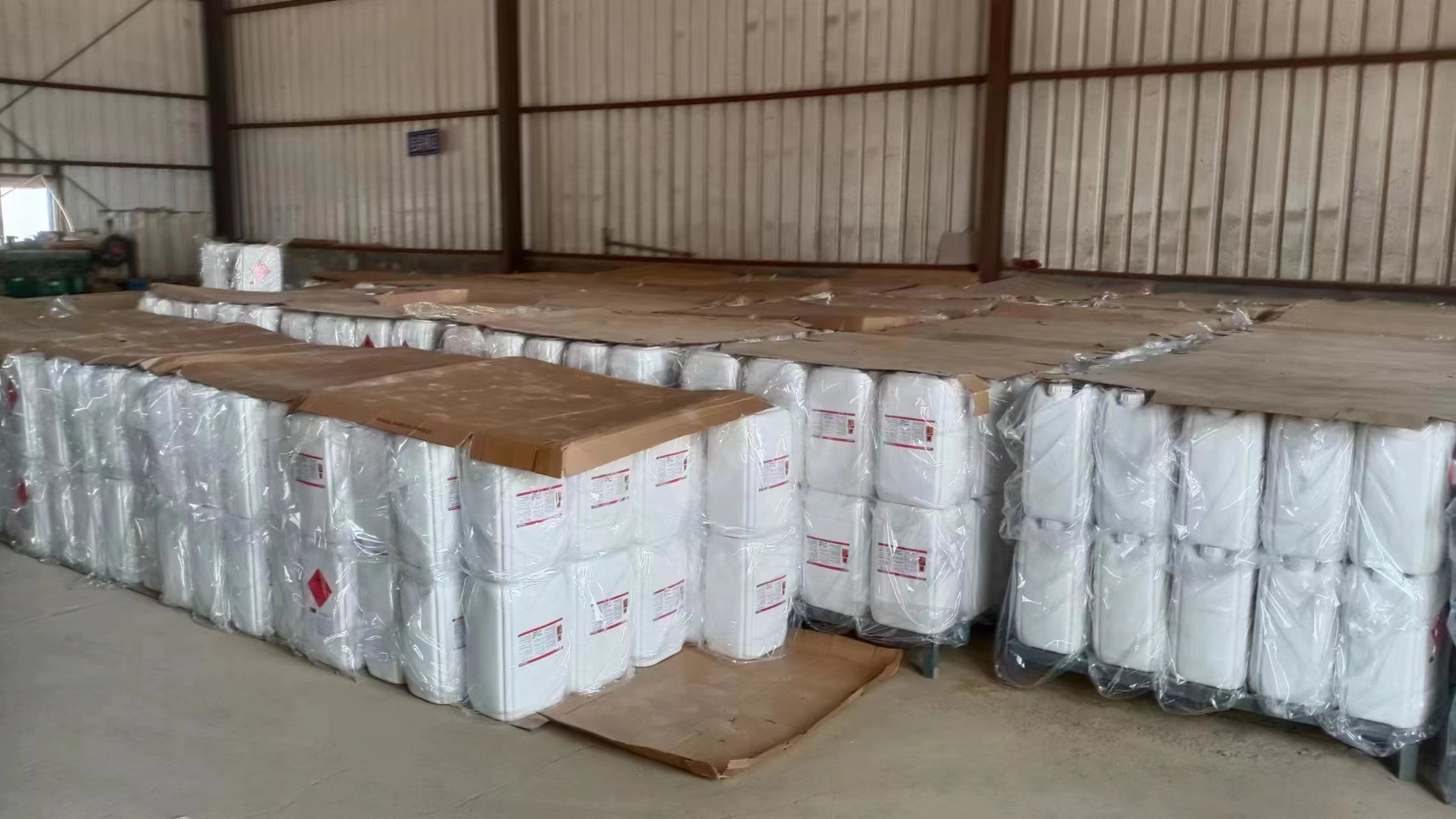 Packaged materials in a warehouse
